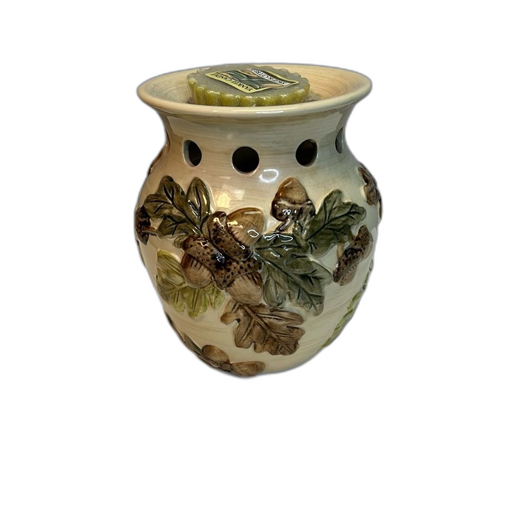 Tart Wax Melt WARMER Living Quarters 5.75" FALL Ceramic ACORNS & OAK LEAVES